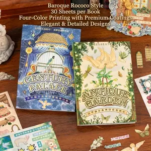 2 Styles Vintage European Sticker Book – 30 Sheets Each, Rococo Aesthetic Die-Cut Stickers with Tactile & Matte Finishes for Journaling, Scrapbooking & DIY Crafts