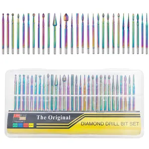 30PCS Cuticle Nail Drill Bits Set: 3/32'' Diamond Nail Bits for Acrylic Gel Nail Prep Contain Flame/Ball/Needle/Safety Shape Heads, Remover Tools Efile Bits for Salon Home Manicure Pedicure Nail Tech
