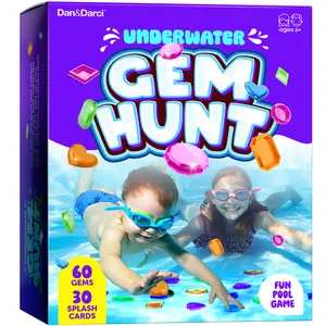 Dan&Darci Underwater Pool Treasure Hunt Game 24 Gems 5 Dive Toys Mesh Bag for Kids Fun Water Diving Challenge 7.5 x 6 x 2.5 in