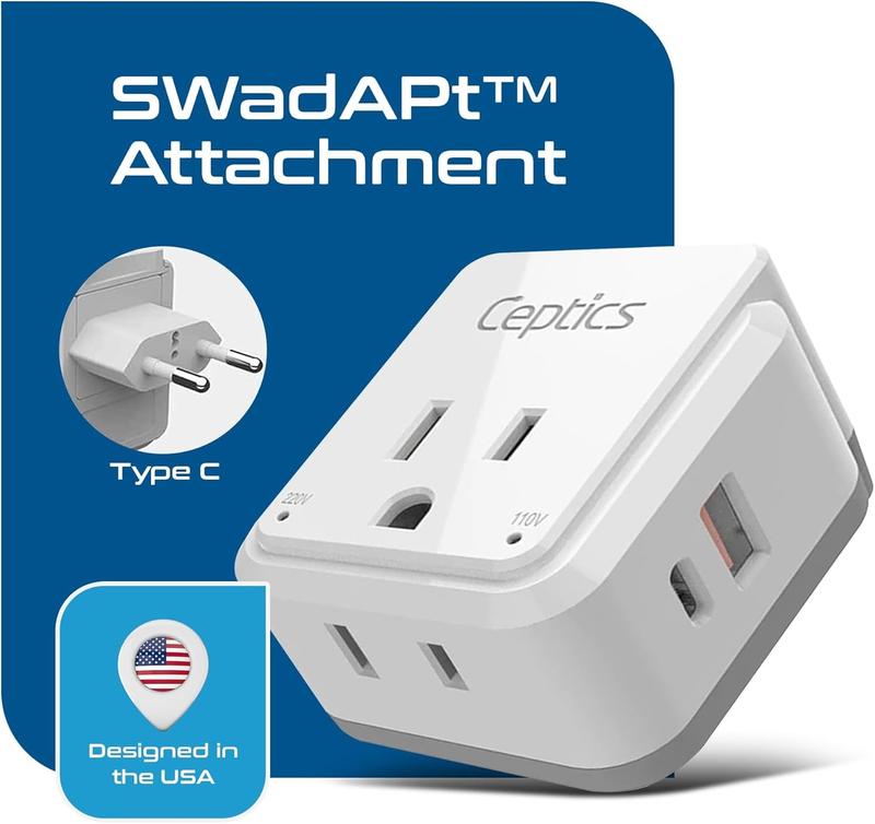 Compact 20W Europe Plug Adapter with Dual USB & USB-C - Ideal for Travel in Greece, Italy, Switzerland & More!