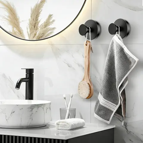 2 PCS Suction Cup Hooks christmas gift Gadgets Kitchen home essentials  suction Hooks bathroom accessories Waterproof Reuseable for Shower Bathroom Towel Hooks Shower Hooks Holders Shower Hooks Hanging Towels Loofah Robe