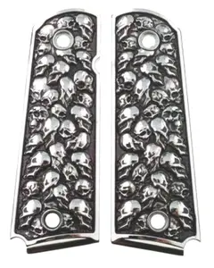 1911 fits Rock Island 3D Skulls Pewter Finish Solid Aluminum Grips