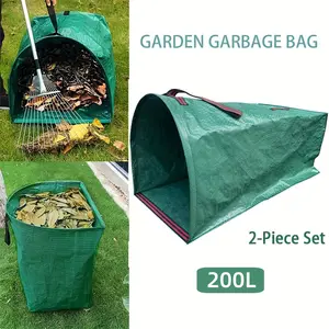 Two-piece reusable garden leaf bags, each 200 liters. Yard and lawn leaf bags, outdoor garden garbage bags, corrosion-resistant leaf storage bags. Perfect for collecting leaves, weeds, branches and debris.