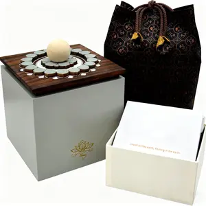 Crafted Pet Urns for Dog or Cat,Wooden Pet Cremation Urn,Loss Pet Sympathy Remembrance Gift,Lotus Pattern Velvet Lining and Song Brocade Packaging urn Bags for Animal Ashes Bag