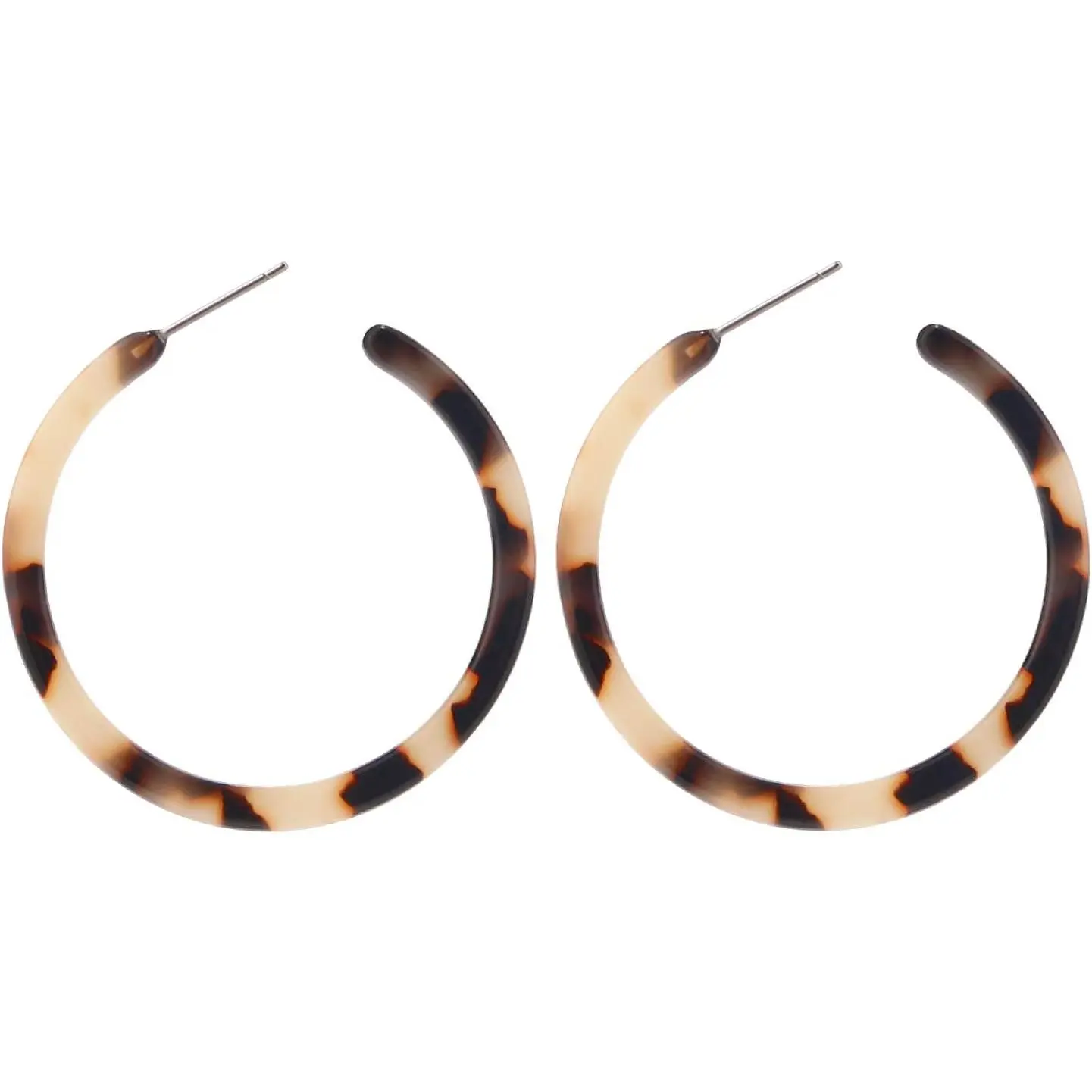 Tortoise Shell Resin Hoop Earrings Fashion Jewelry