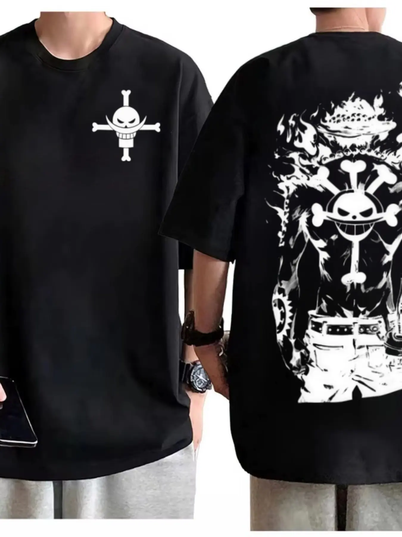 White Bearded Pirates Skeleton T-shirt, Anime Passion Style Top