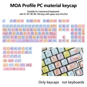 134 Key Underwater Jellyfish Theme Keycaps, Round Keycaps, Pbt Material, Heat Sublimation Moa Height, Compatible with 61/87/96/98/104/108 Keyboard Layouts