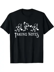 Vintage Musical Taking Notes Music Lovers Teachers Funny T-Shirt Summer Comfortable Casual Short Sleeve T-Shirt