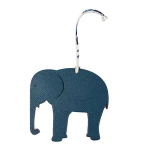 Pre-owned HERMÈS Leather Bag Accessories Hermes Petite H Elephant Charm Navy H26021625