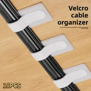 10 Pcs Adhesive Magic Tape Straps, Options, Multi-Functional Office Desk Organizer, Wall Cable Management, Computer Wire Clips, Cord Organizer