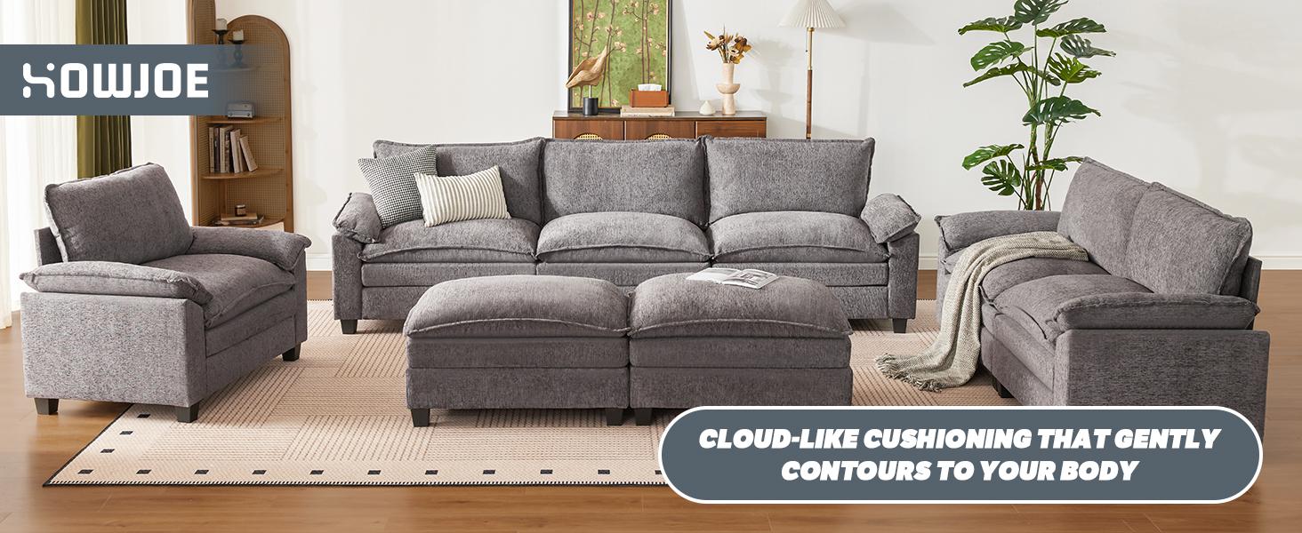 【2-3 Packages】110-143 Inch Modular Couch Sectionals with Ottoman, Big Comfy Cloud Couches, L/U Shaped 4-6 Seat Modular Sectional Sofa, Modern Cloud Sectional Couches for Living Room, Deep Seat Sofa 【2-3 Packages】110-143 Inch Modular Couch Sectionals with Ottoman, Big Comfy Cloud Couches, L/U Shaped 4-6 Seat Modular Sectional Sofa, Modern Cloud Sectional Couches for Living Room, Deep Seat Sofa