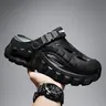 Men's Summer Slippers Outdoor Teenagers Thick Sole Height Increasing Driving Dual Use Closed Toe Cool Hollow Shoes