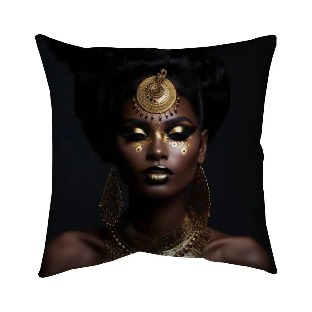 Begin Home Decor 5543-1616-FI94 16 x 16 in. Brown Figurative African Pillow - Trance State Home Decor