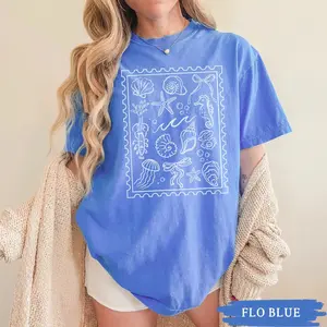 Coquette Seashell Shirt, Comfort Colors Coastal Summer Tee, Beachy Shell Swim Crewneck, Trendy Shellfish Best Friend Gift, Ocean Bow Tshirt