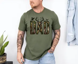 Hunter Dad Cotton T-Shirt, Graphic Deer Hunting Unisex Shirt, Best Buckin Dad Ever Shirt, Clothing For Father's Day, Fathers Day Gift Idea From Daughter, Dad Birthday Gift - LORA ATCHER