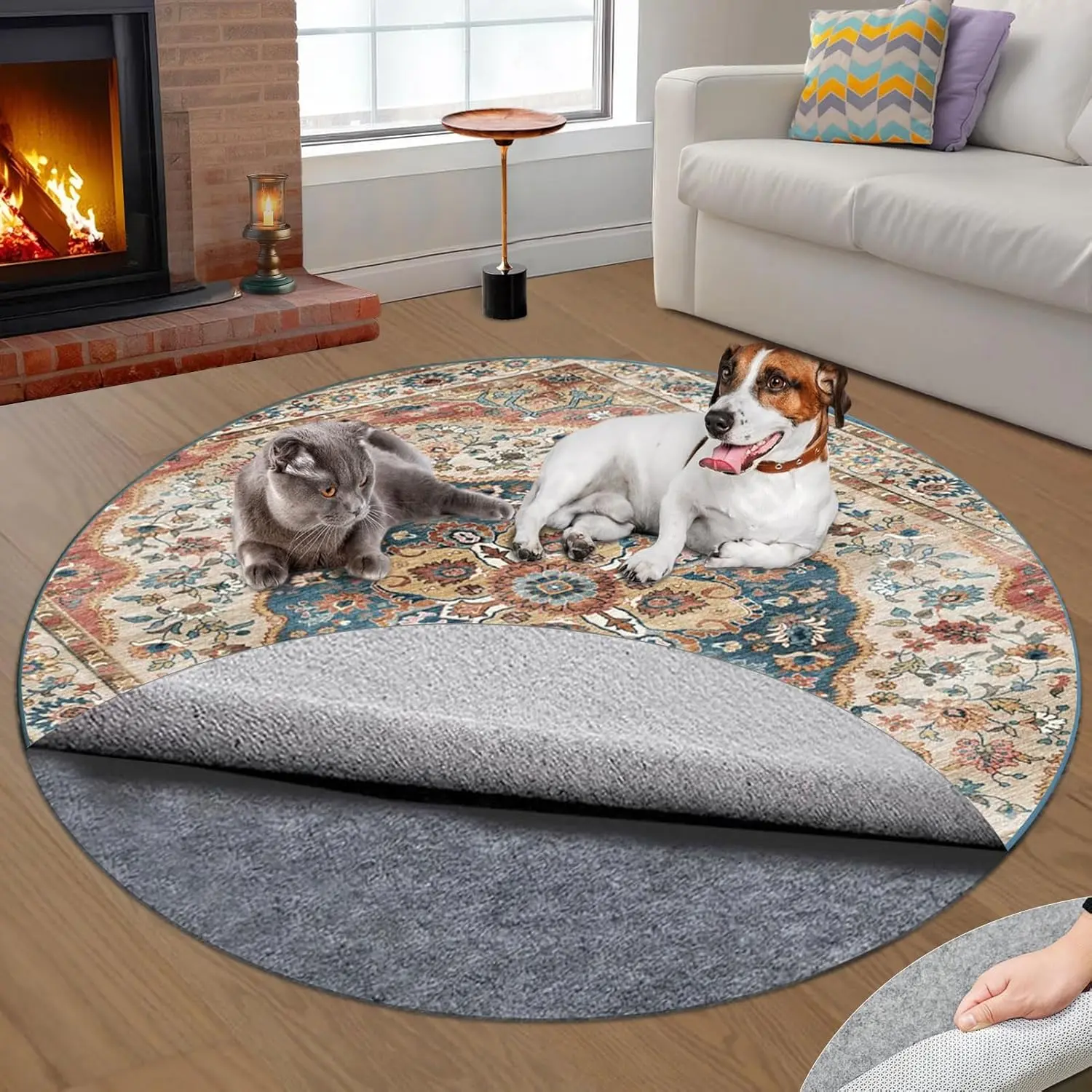 5 Ft Round Rug Pad, Waterproof & Non Slip Rug Pads Felt + Rubber Backing, Under Rug Carpet Non Slip Pad for Hardwood Floors, Keep Your Rugs Safe and in Place (Round 5 Ft)