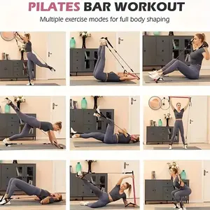 Multifunctional Pilates Bar Kit with Resistance Bands – Adjustable Stretching Home Workout Equipment for Full Body Strength Training & Yoga