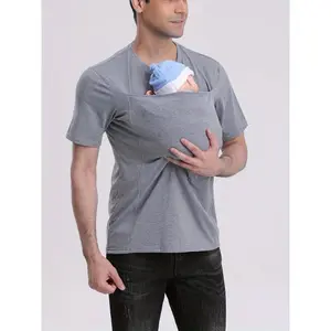 New Fashion Casual Kangaroo Dad Multifunctional Men's T-Shirt Fabric Menswear Top Sleeve