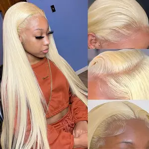 Myecool 30 Inch 613 Lace Front Wig Human Hair 13X4 Straight 613 HD Lace Frontal Wig Human Hair Pre Plucked Bleached Knots for Women(30Inch, Blonde) Myecool