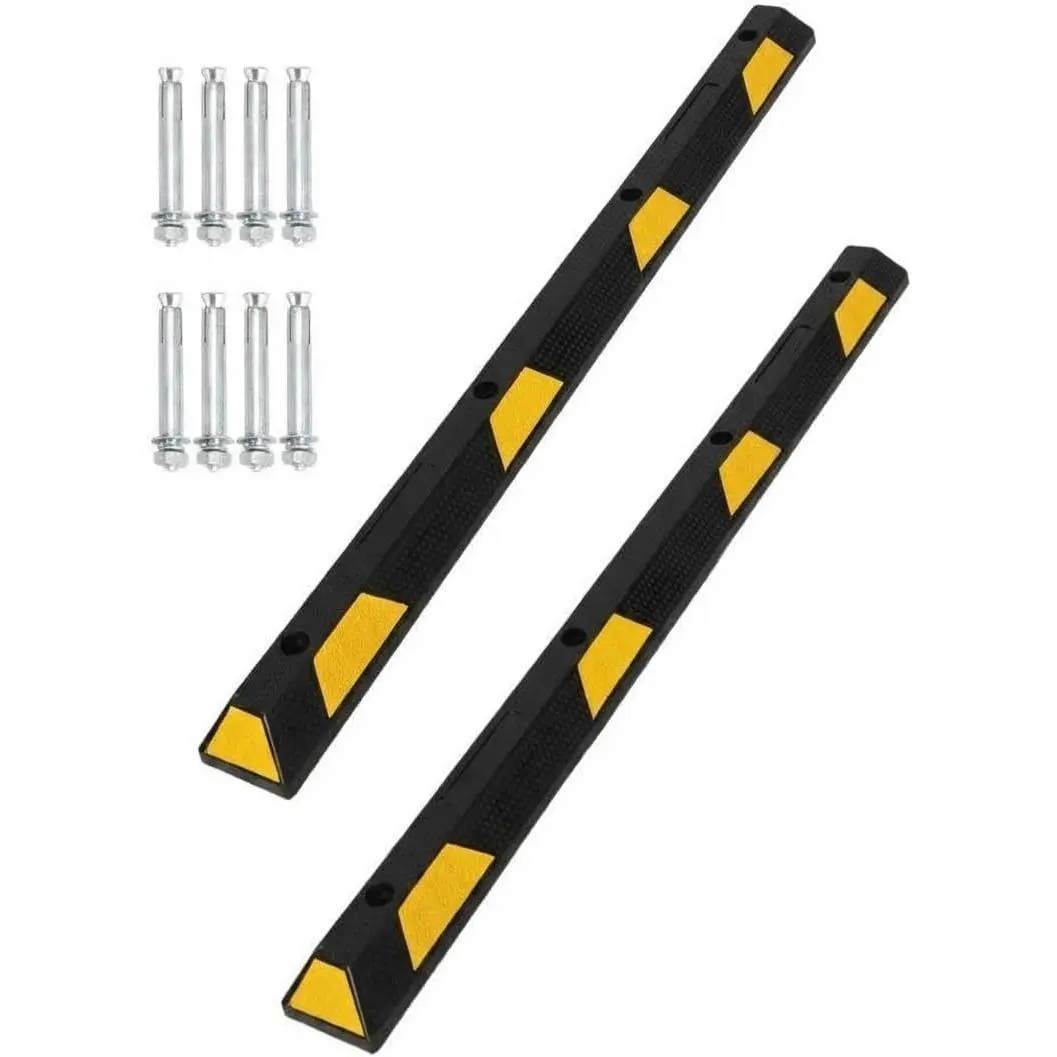 GAOMON 72-in Rubber Parking Curb (2pcs), Heavy Duty Parking Stoppers with Reflective Tape & 360° High-Visibility, 55000 LBS Capacity for Garage Bumpers, Driveways, Warehouses, All-Weather Rubber Durability