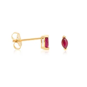 14k Gold Marquise Cut Ruby Stud Earrings 0.25ct.