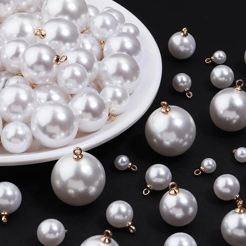10-20pcs/lot 6-20mm White Round Imitation Pearl Beads Charms For Jewelry Making DIY Earrings Bracelet Pendants Accessories