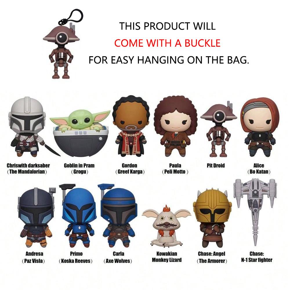24PCS Star Wars Mandalorian 3D Keychain Blind Bag 1PC Officially Licensed Mystery Anime Figure Keyring PVC Blind Box Backpack Charm Perfect for Collectors
