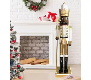 Santa's Workshop 60" Black Ivory & Gold King Nutcracker Santa's Workshop 60" Black Ivory & Gold King Nutcracker