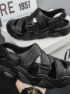 Men's Casual Solid Color Slide Sandals, Fashionable Non-slip Slippers for Beach, Casual Comfortable Sports Sandals for Outdoor