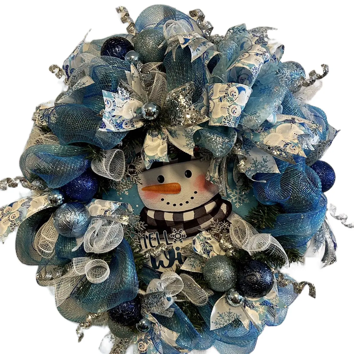 Snowman wreath blue