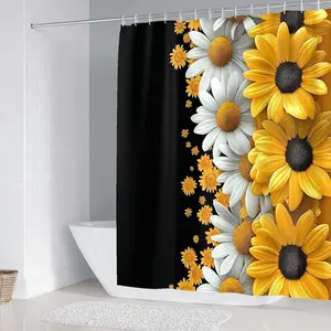 Floral Pattern Bathroom Set, Includes Soft Shower Curtain, Bath Mat, Toilet Seat Cover, Elegant Decor, 1/4 Piece Set, Bathroom Accessories Set, Bathroom Accessory Set