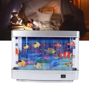 Fake Fish Tank Lamp Mini Decorative Tropical Fish Artificial Aquarium Night Light USB Powered with Moving Fish for Kids Baby