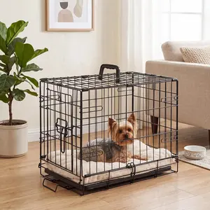 Foldable 18-Inch Single Door Dog Crate, Portable Metal Wire Pet Kennel with Removable Leak-Proof Tray, Secure Slide-Bolt Lock, Ideal for Crate Training Small Dogs at Home or Travel