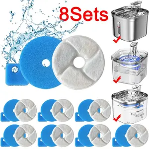 Cat Water Fountain Filter Replacement, 8 Sets Pet Auto Drinking Feeder Filter Replacement, Pet Feeding Supplies Accessories, Automatic Water Feeder