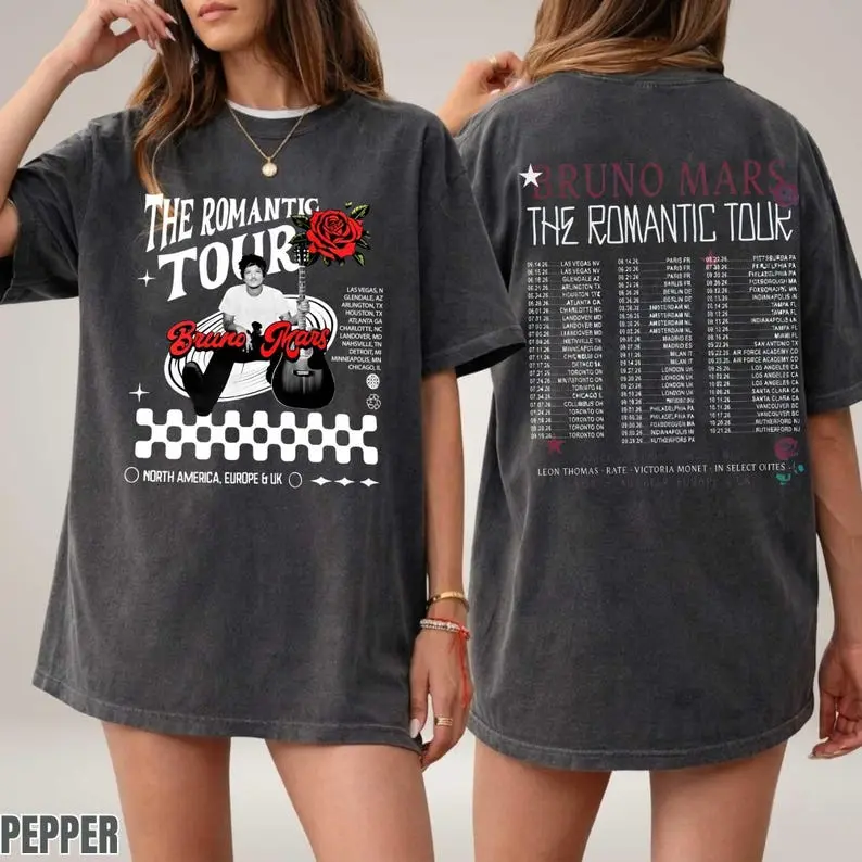 Vintage Inspired Bruno The Romantic Tour Comfort Colors T-Shirt 2024 Unofficial Merch Retro Concert Tee Graphic Shirt Gift for Fan