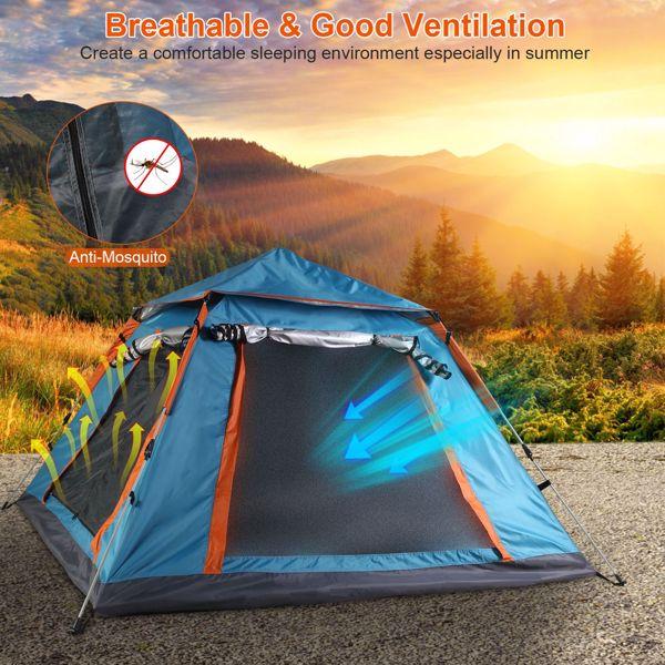 Pop-Up Camping Tent For 4-5 Person, Waterproof & Windproof Tents with Carrying Bag, Easy Setup Instant Family Travel Tent, for Backpacking, Hiking