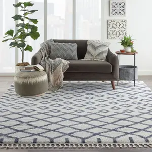 Nourison Diamond Shag Handloomed Area Rug - Modern Shaggy Fluffy Home Decorative Boho Themed Rug for Room Decor, Modern Shaggy Rug, Home Decorative Rug