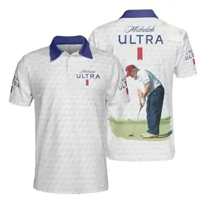 Men’s Michel0b Ultra Golf Polo Shirt – White Performance Short Sleeve Athletic Golf Top