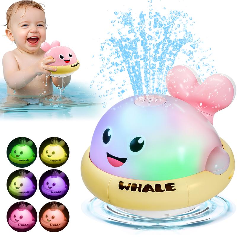 Bath Toys for Kids Age 1-3, Light Up Baby Bath Toys for 1 2 3 Year Old Girl, Pool Water Toys for Toddlers Whale Bathtub Toys for 1 2 3 Year Old Boys & Girls Birthday Gifts (Pink)