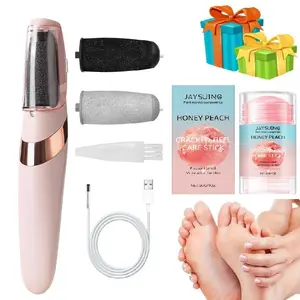 Electric Exfoliating Callus Remover Set with Peach Heel Cracked Care Stick, Home Use, Easy Peeling Dead Skin, Smooth Crack-Free Heels, Unisex