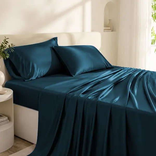 【KRIMANO】 Bamboo Sheets 4pc Set 100% Cooling Viscose Ultra Soft 17 Deep Pocket Double Stitching Must Have for Hot Sleepers OEKO Tex Certified Hypoallergenic