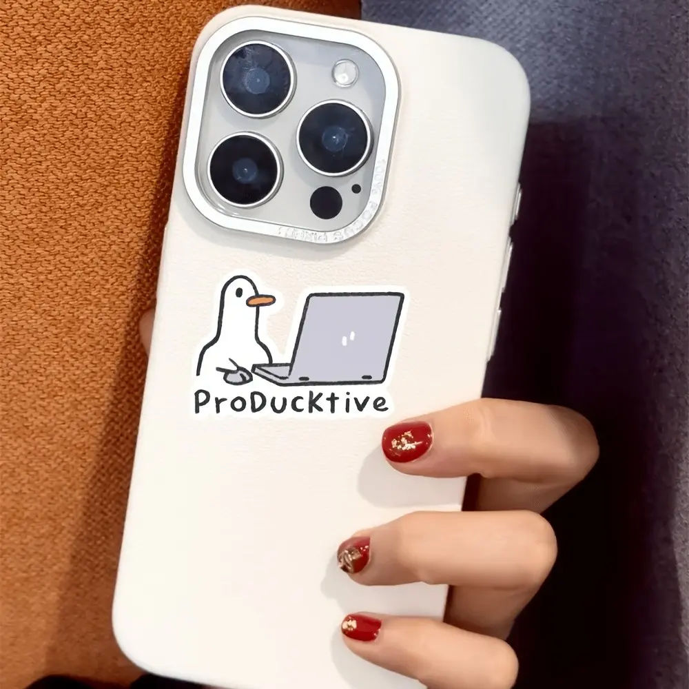 Productive Duck Laptop Sticker - Cute Duck with Laptop Design, Glossy End, Easy Application & Residue-Free Removal, for Macbook, PC, Notebook, Office Desk Decoration - Funny Workspace Decor for Productivity Boost, Notebook Accessory