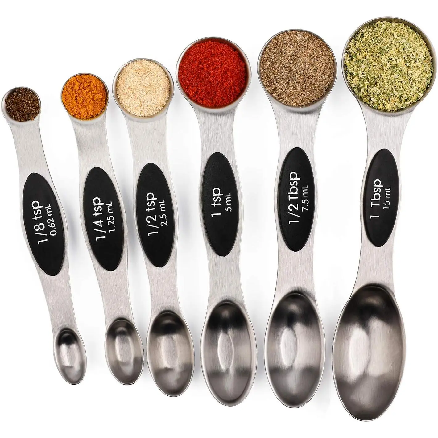 Magnetic Measuring Spoons Set of 6 Stainless Steel Dual Sided Stackable Teaspoon for Measuring Dry and Liquid Ingredients