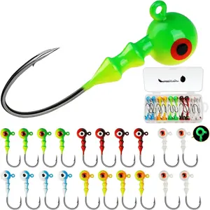 Jig Heads for Fishing, Painted Jigheads with  Eye Ball Glowing Walleye | Bass | Crappie jigs 1/2oz 3/8oz 1/4oz 1/5oz 1/8oz 1/10oz 1/16oz 1/32oz Fishing Jig Hooks Assortment 15-40pcs