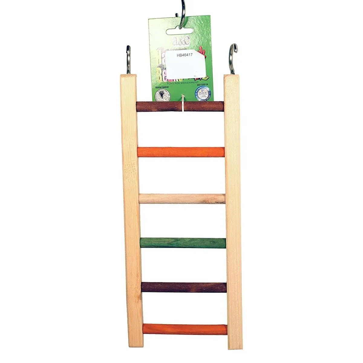 A&E Cage  14 in. Happy Beaks Wooden Hanging Ladder, Multicolor