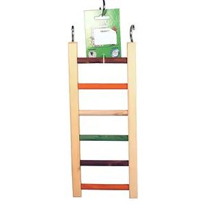 A&E Cage  14 in. Happy Beaks Wooden Hanging Ladder, Multicolor