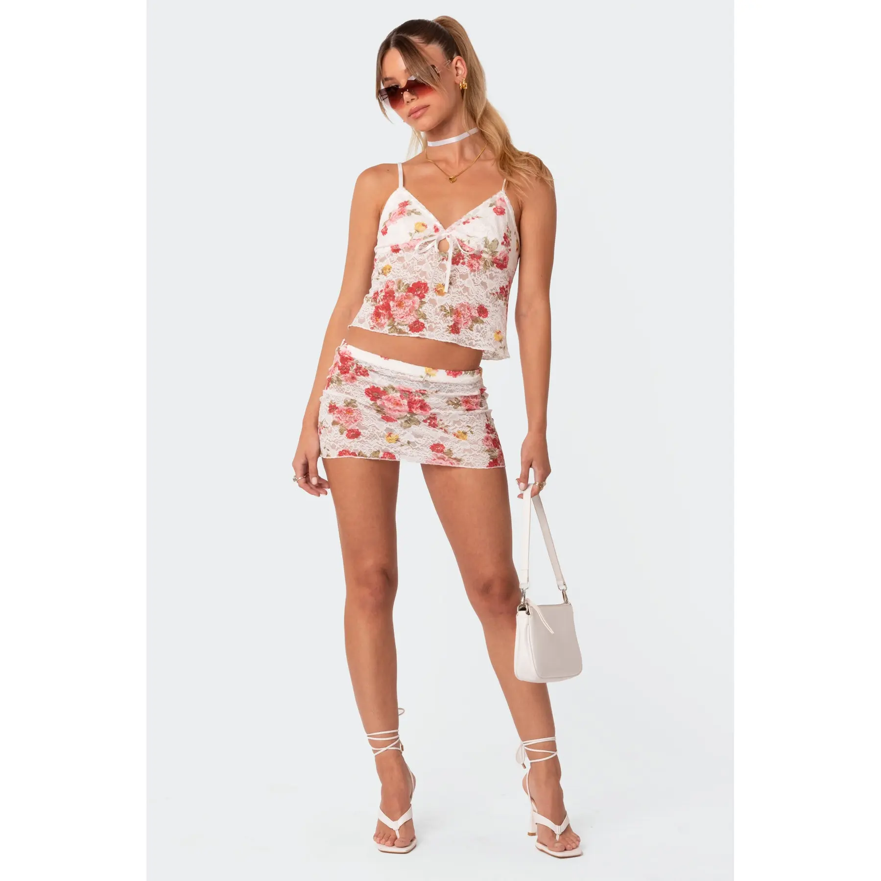 Portofino Printed Sheer Lace Mini Skirt