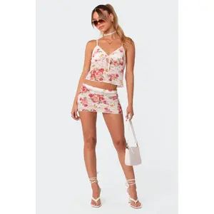 Portofino Printed Sheer Lace Mini Skirt