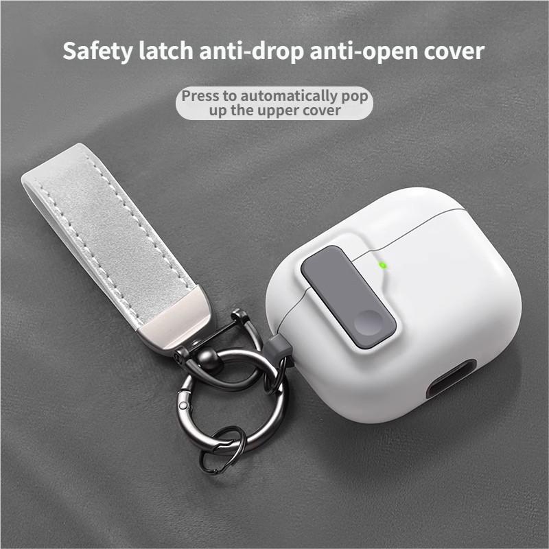 Accessories Suitable for AirPods 1/2/3/4 pro Cases with Safety Lock & Keychain - Secure Soft Cover for Wireless Charging, Button Access & Anti-Slip Grip