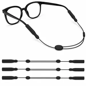 3 Pack Adjustable Glasses Strap, Anti-Slip Sunglasses Retainer Cord with Steel Wire Cable, No Tail Eyewear Holder for Sports & Daily Use